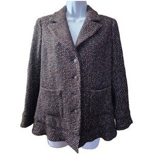 Vintage Chanel Autumn 2002 Metallic Plum Tweed Blazer Size 42 (US 10)